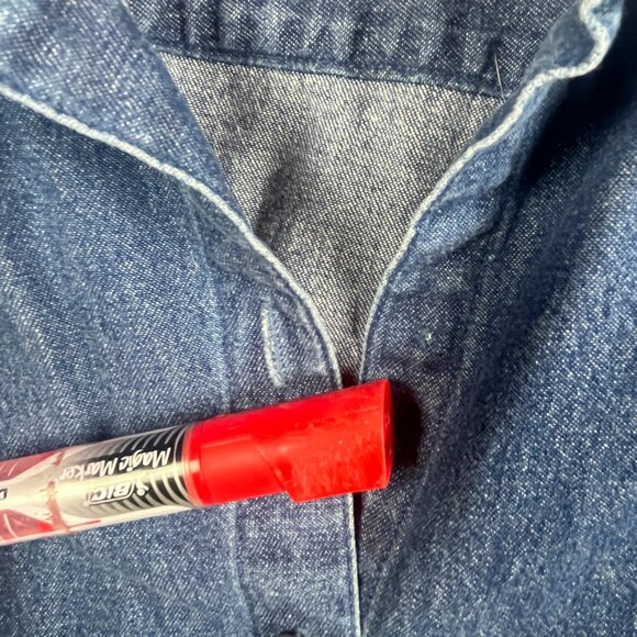 Bechamel Denim 100% Cotton Floral Button Down Top Small - Picture 3 of 5